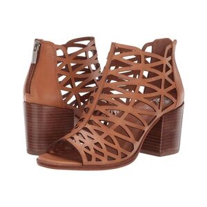Vince Camuto Kevston Strappy Block-heel Sandals, Intricate Cutouts Brown Leather